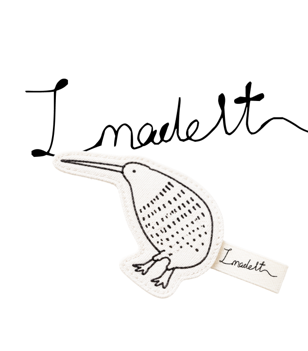 Tikki label illustration mixing sewing tools and New Zealand birds, image 2