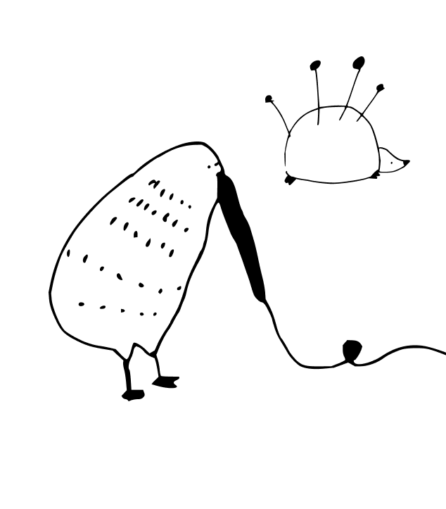 Tikki label illustration mixing sewing tools and New Zealand birds, image 4