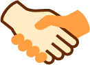 Illustration de deux mains qui se serrent en signe de poignée de main.