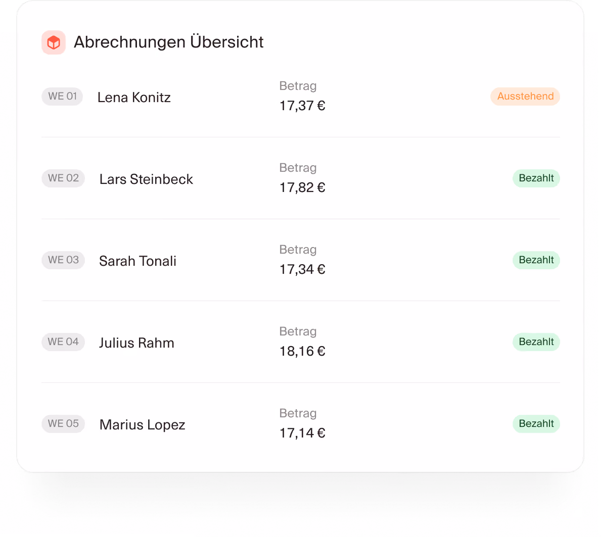 VREY Abrechnung