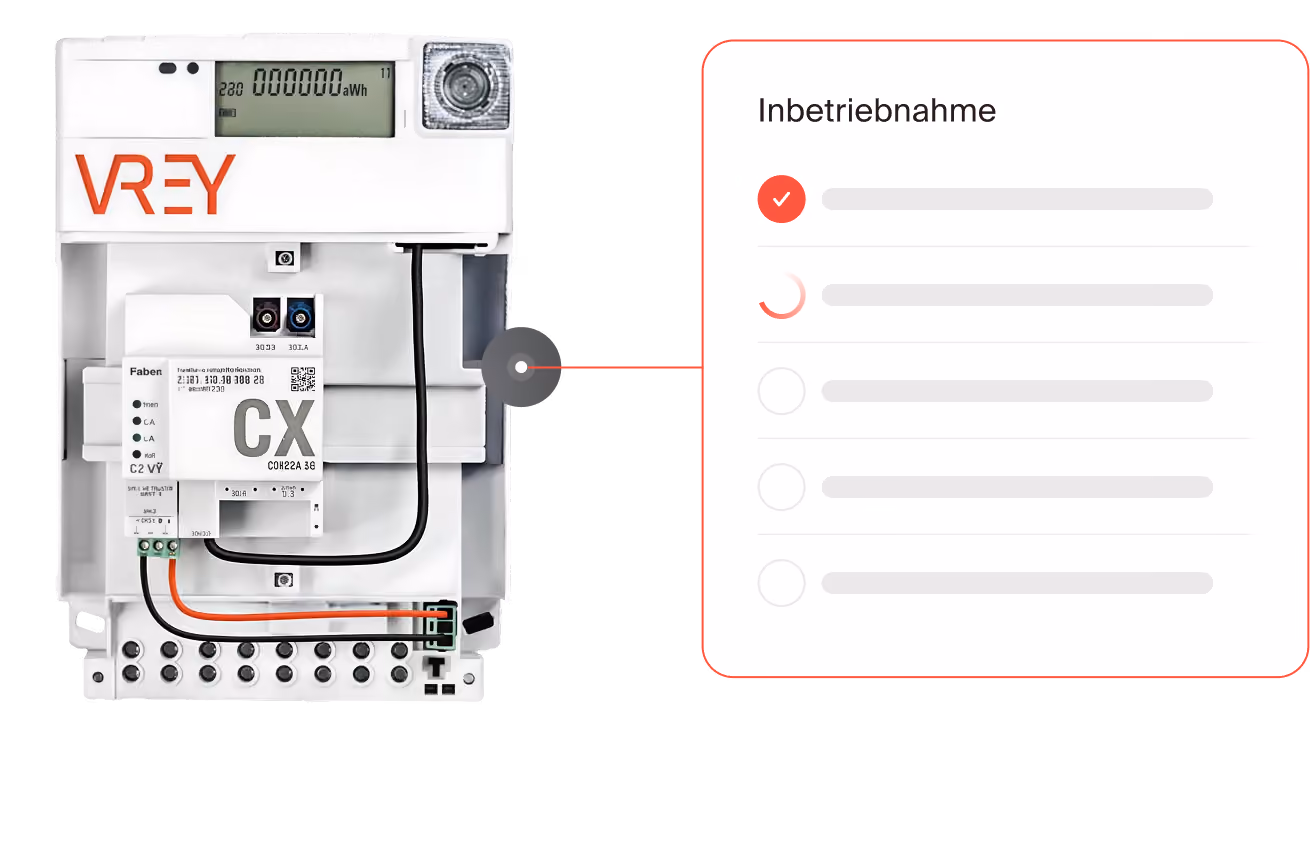 VREY Smart Meter mit Checkliste zur Inbetriebnahme des Messstellenbetriebs