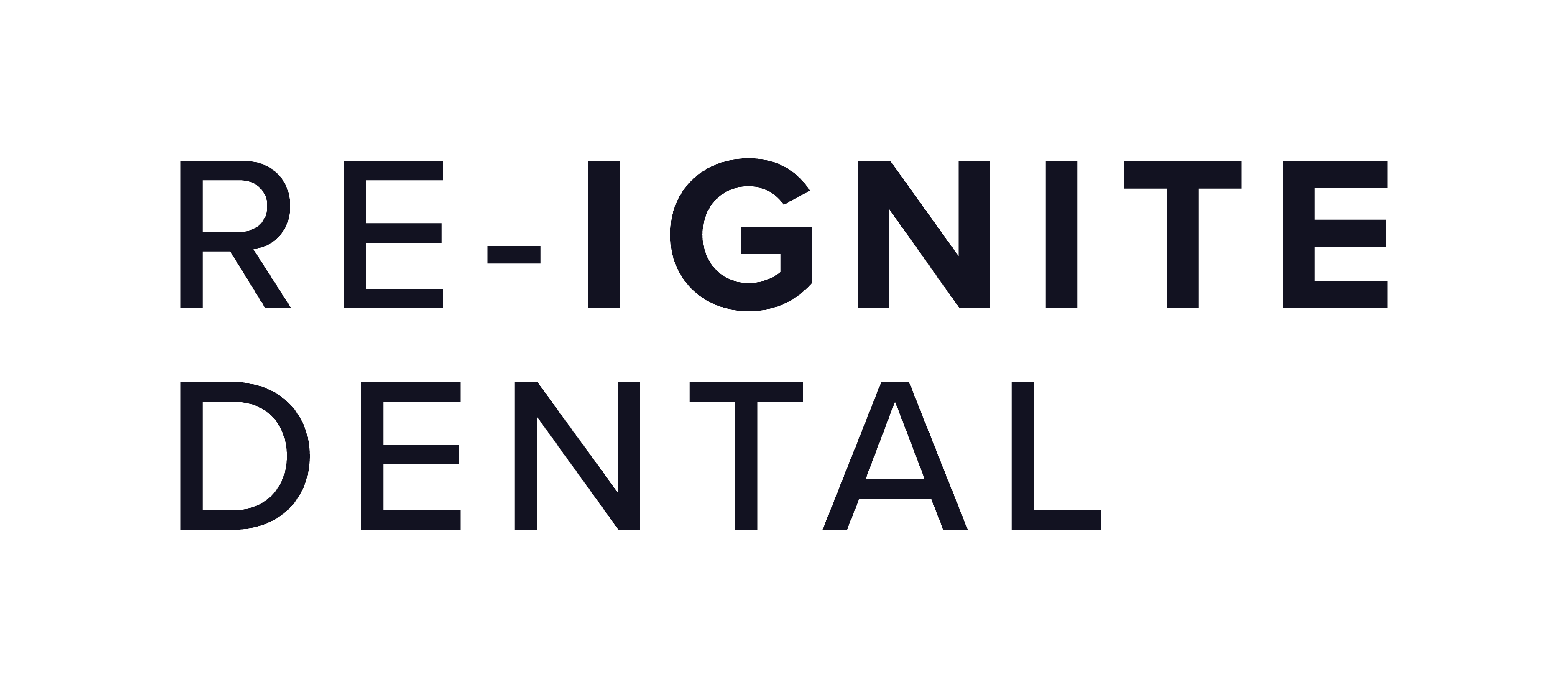 Text reading 'RE-IGNITE DENTAL' in bold black letters on a white background.