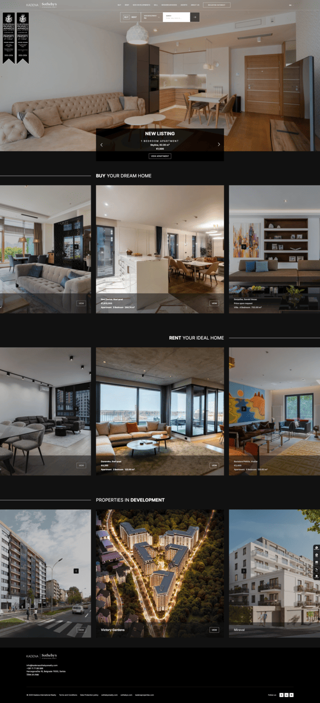 Web design for market leader in the real estate management