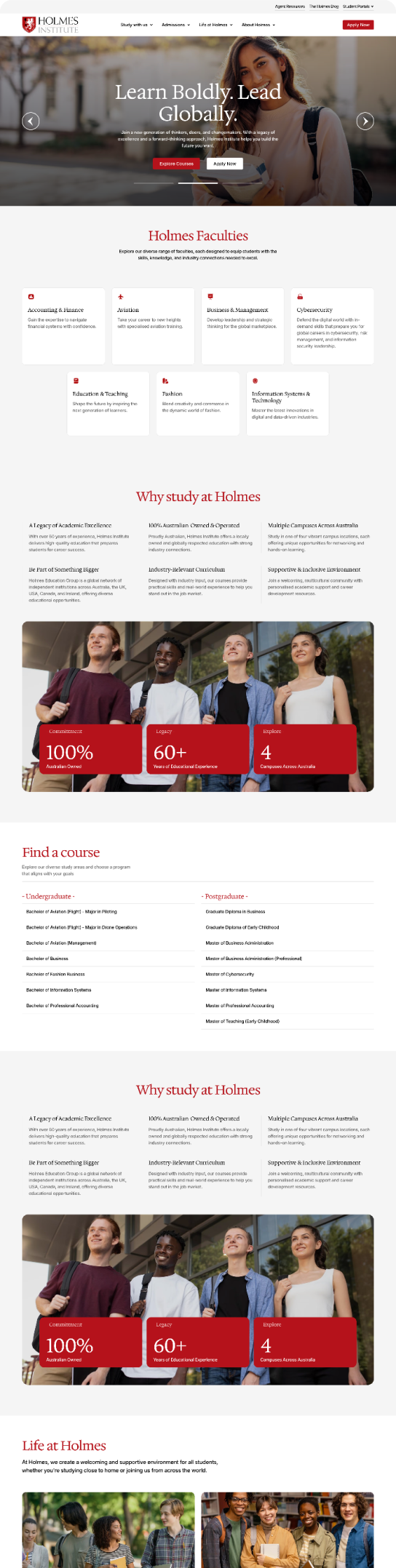 Webflow rebuild for a higher-education group