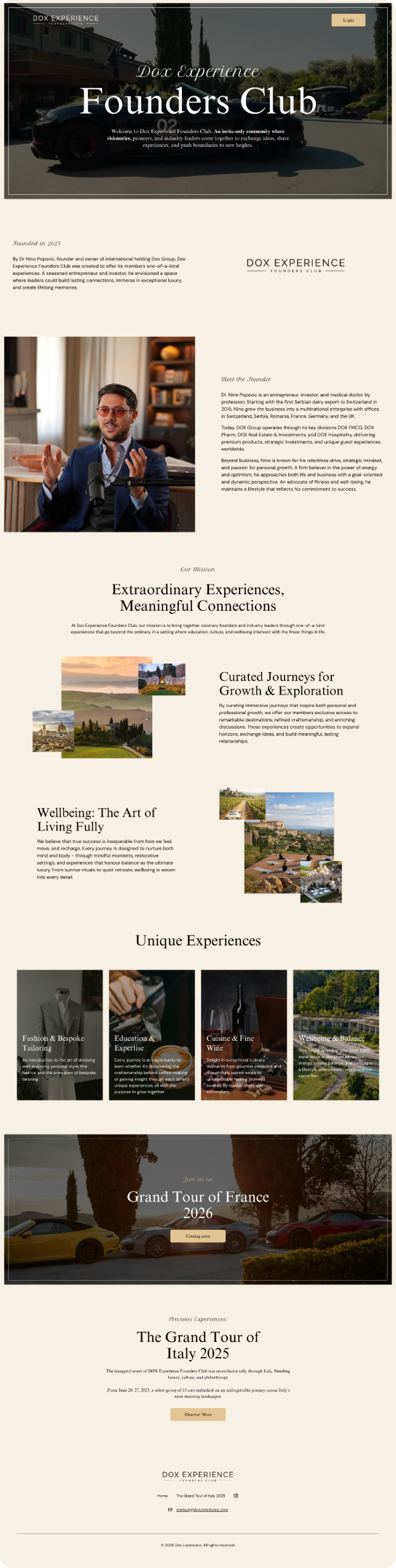 Website for a private founders' club