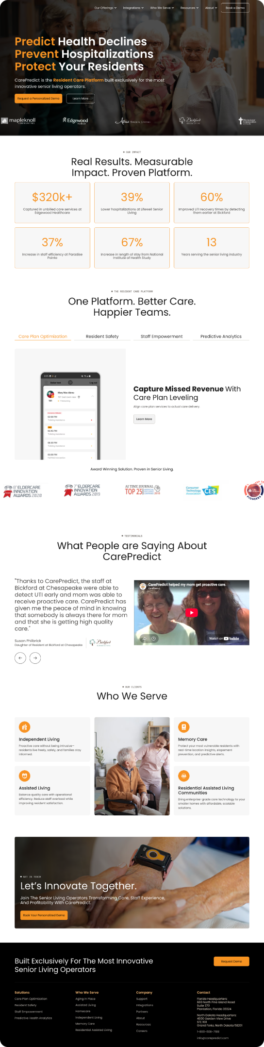 New site build for a senior-care platform