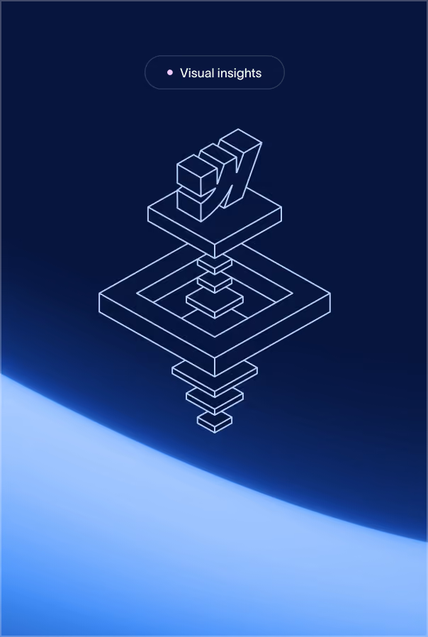 Isometric wireframe illustration of layered geometric shapes representing visual identity deconstruction and brand consistency analysis.