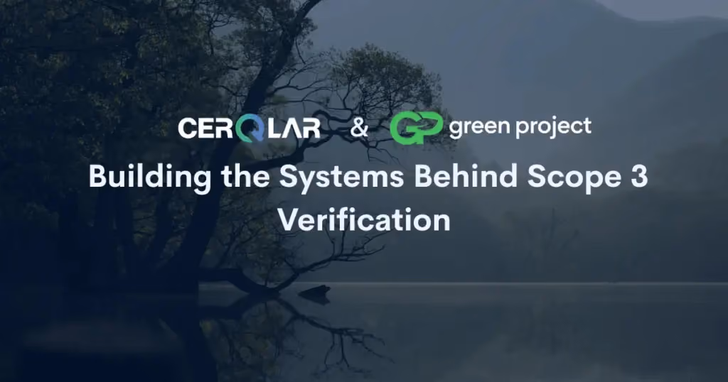 tree on a lake with cerqlar en green project logos on top of it