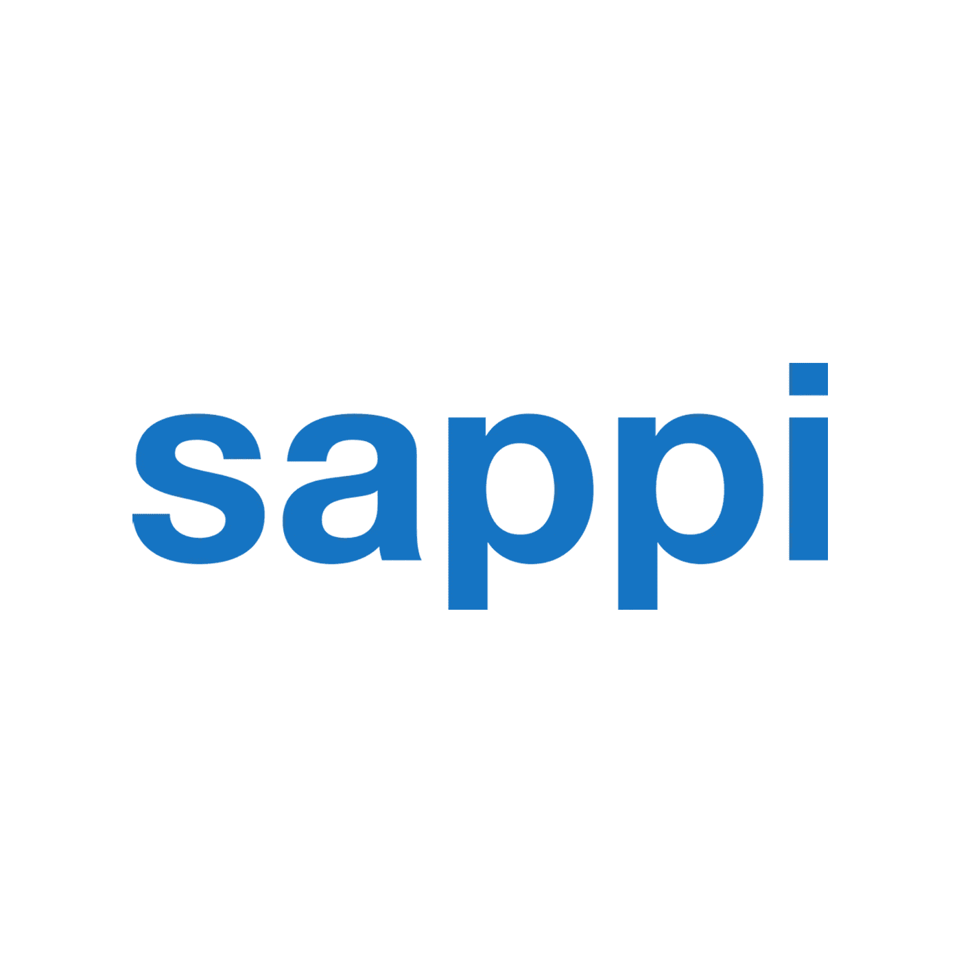Sappi brand name text in blue lowercase letters on transparent background.