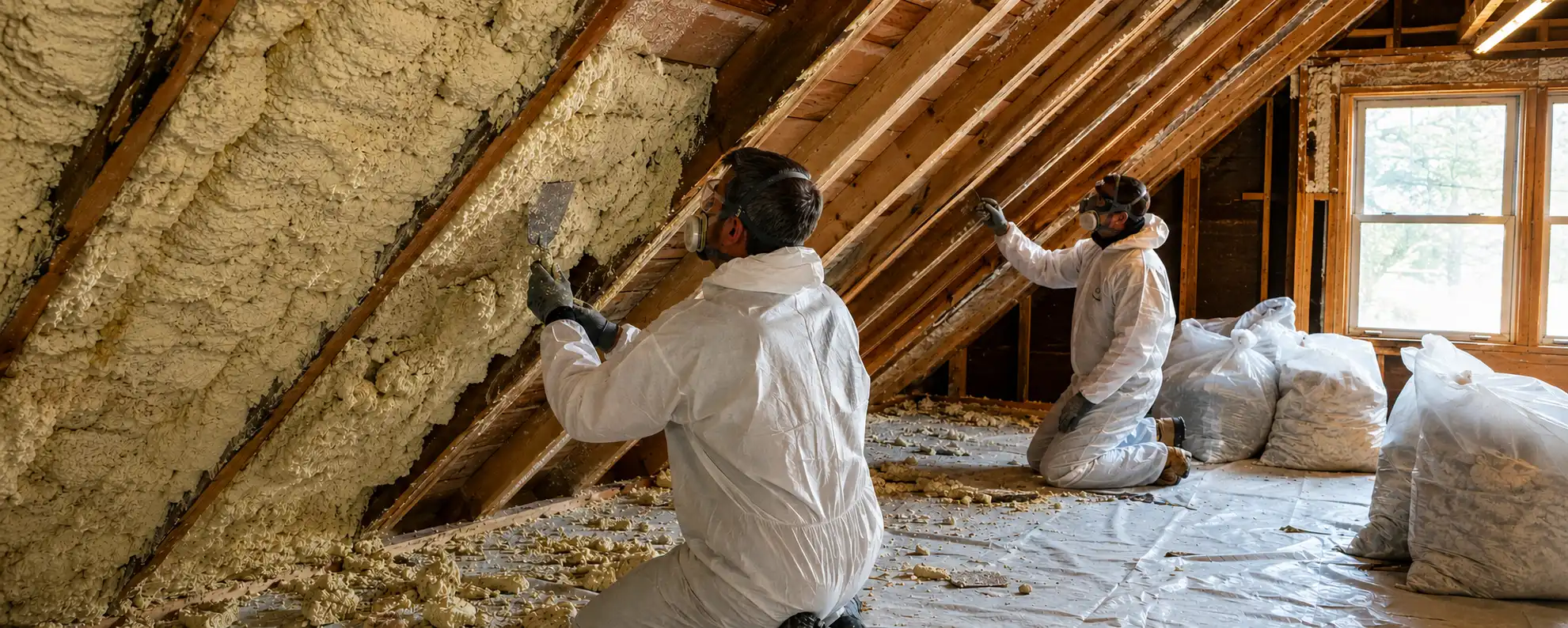 Closed-Cell Spray Foam Removal By Hand, The Hardest Grade To Lift Cleanly
