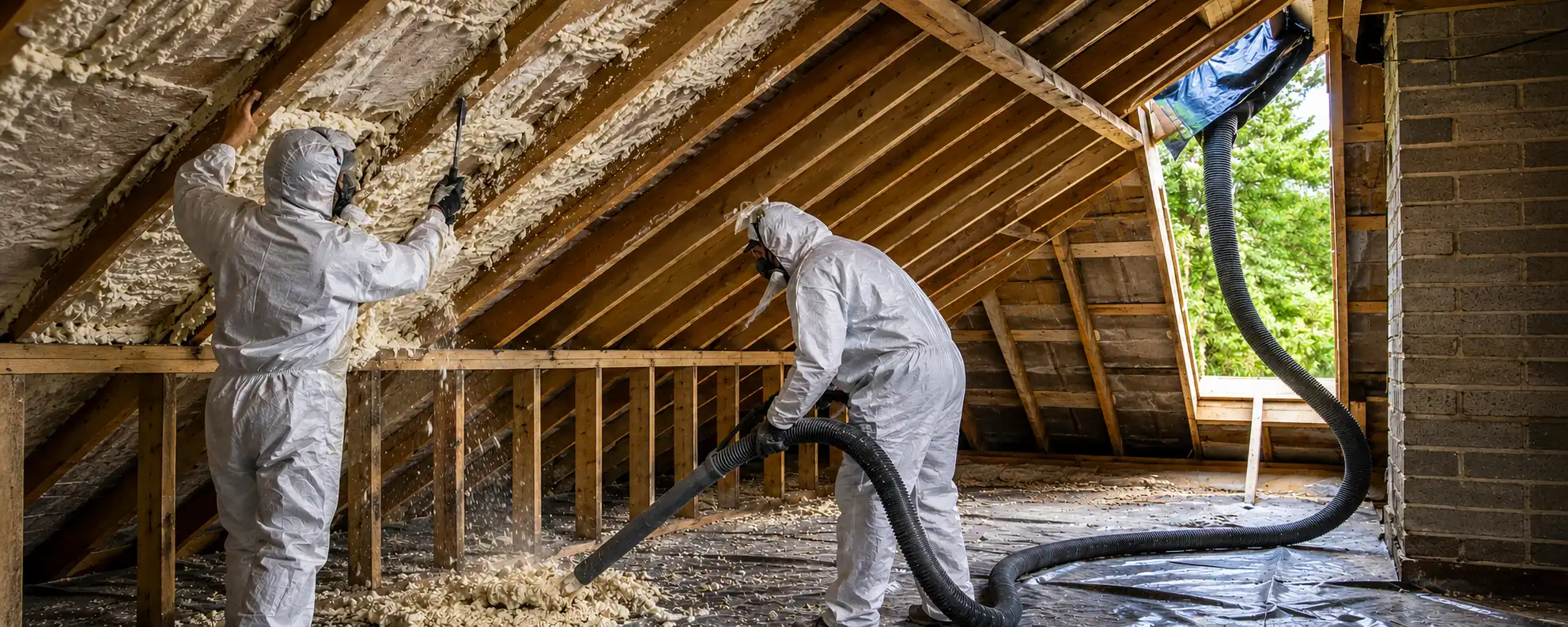 Efficient Mechanical Spray Foam Removal Using Vacuum Clears Roof Debris