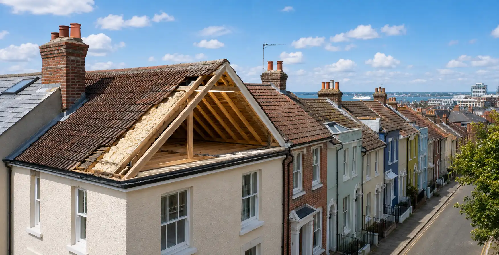 Portsea Island terraces hide their rafters behind decades of retrofit foam. We strip it back to bare timber by hand and leave you the evidence a Portsmouth valuer will ask for.
