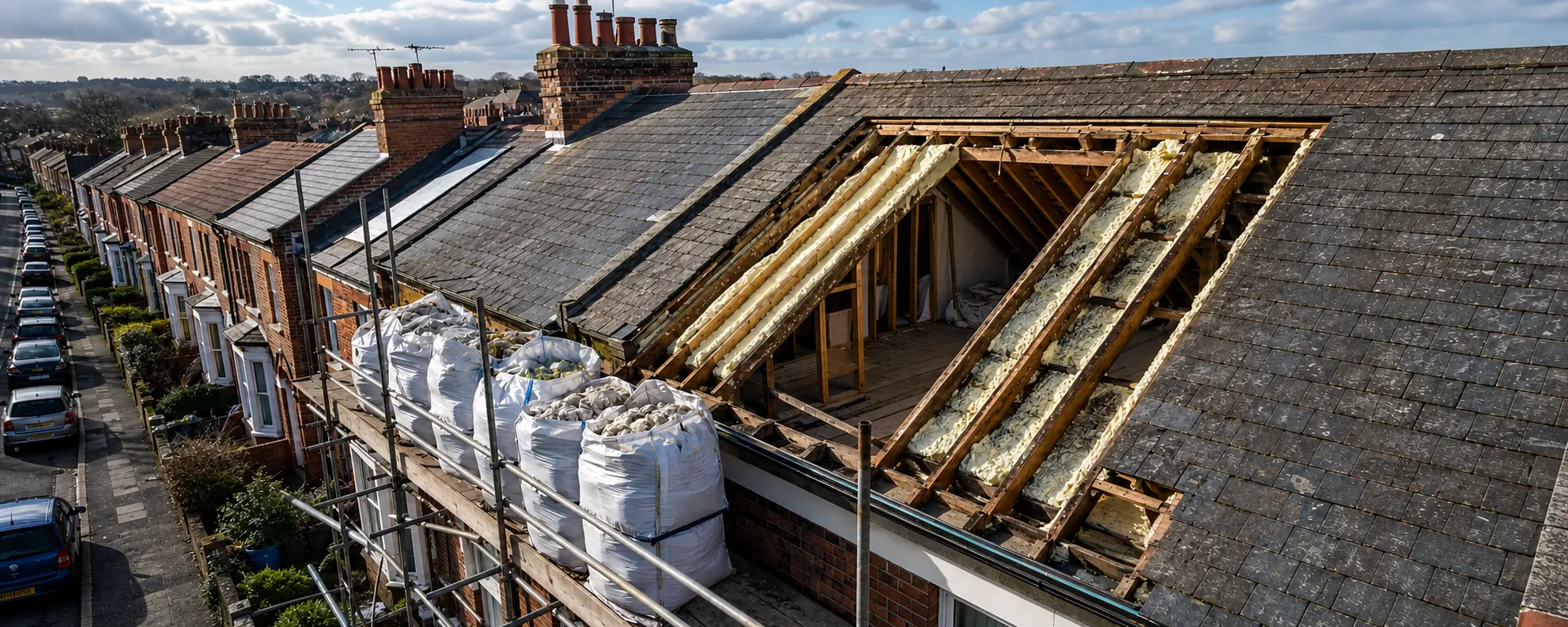 Eastleigh's railway terraces have some of the tightest loft access in Hampshire. We plan around it, strip the foam by hand, and leave the roof ready for inspection.