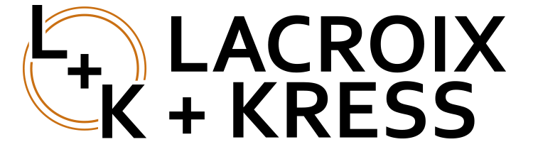 Lacroix and Kress company logo with stylized partial orange circles on the left.