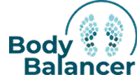 Logo with two blue footprints encircled, text reads Body Balancer below and beside the footprints.