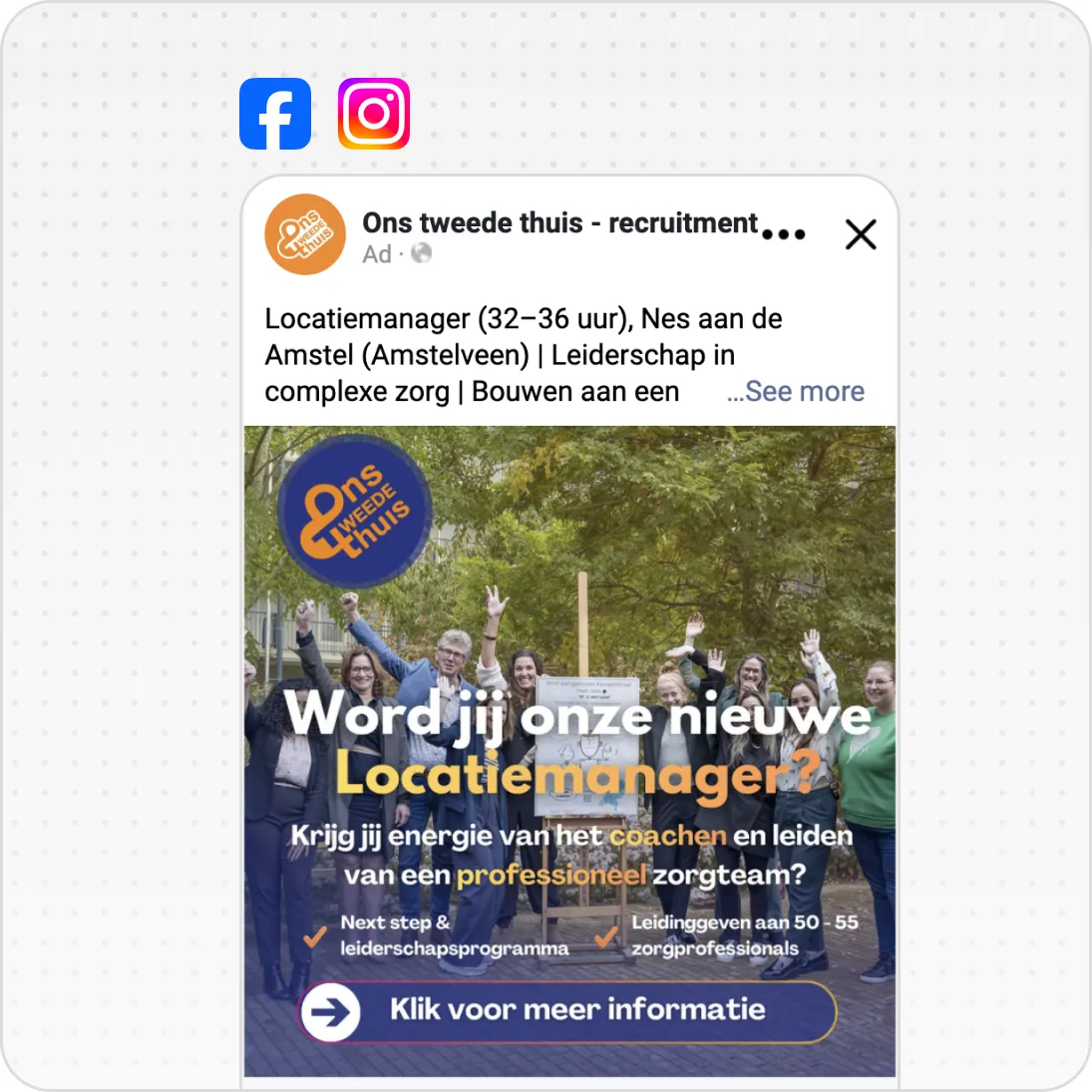 Group of people outdoors waving, promoting a job as locatiemanager with Ons Tweede Thuis.
