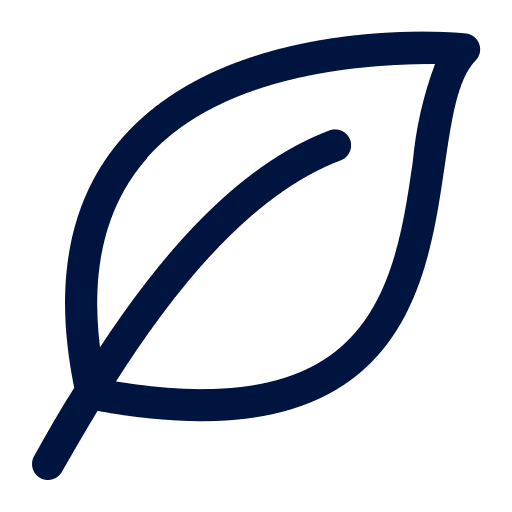 Simple black line drawing of a leaf with a central vein on a white background.