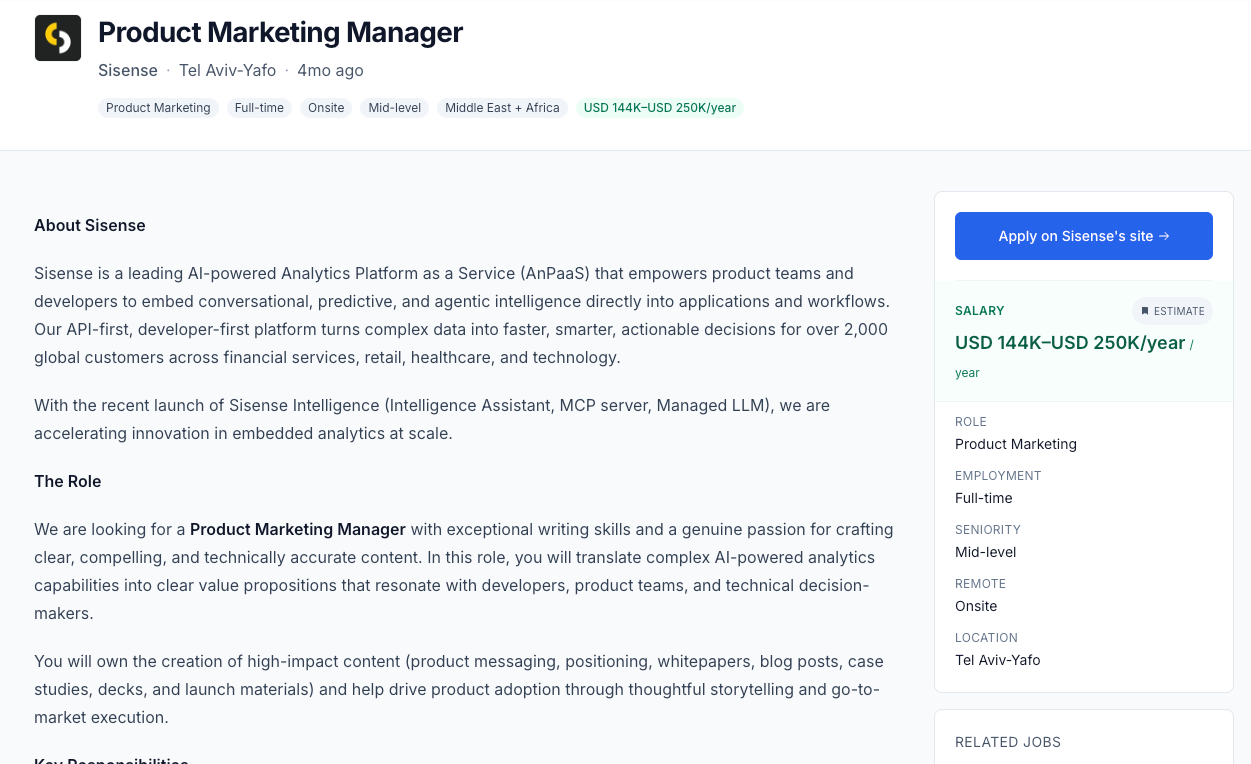 Sisense job listing