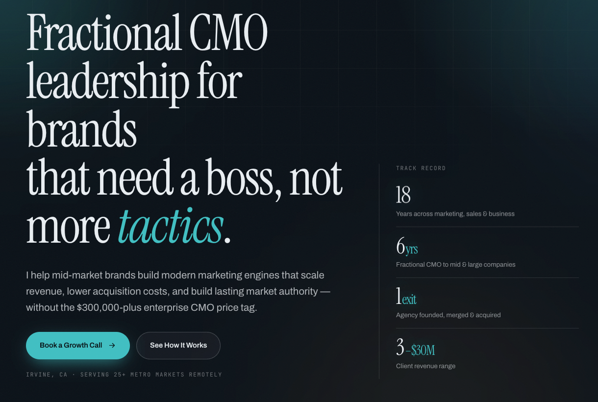 Fractional CMO site (Irvine, CA)