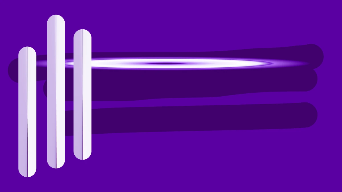 Abstract brand form on a royal purple field