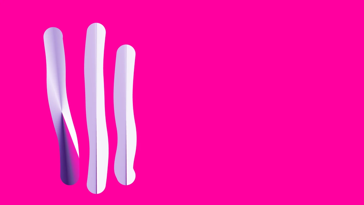 Abstract brand form on a hot pink field