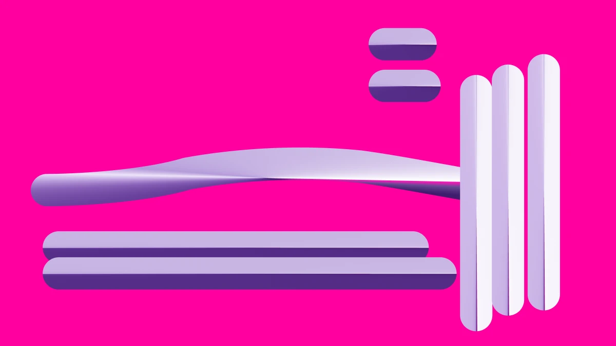 Abstract brand form on a hot pink field