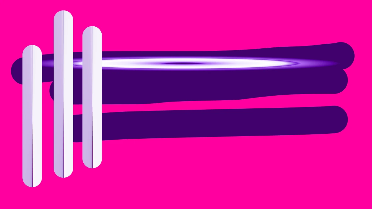 Abstract brand form on a hot pink field
