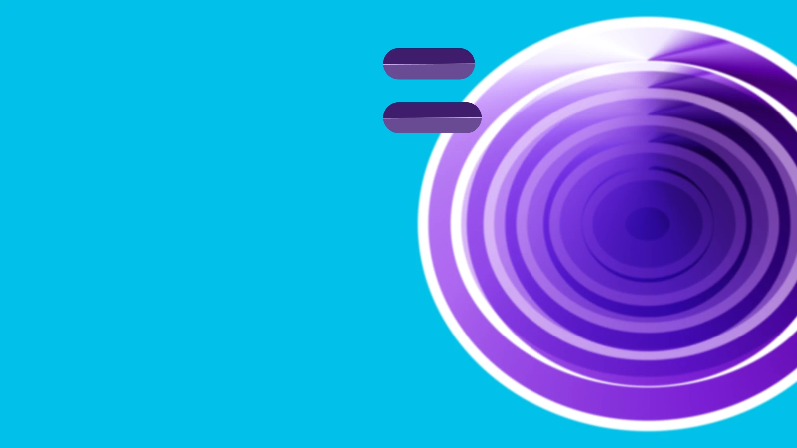 Abstract brand form on a cyan field