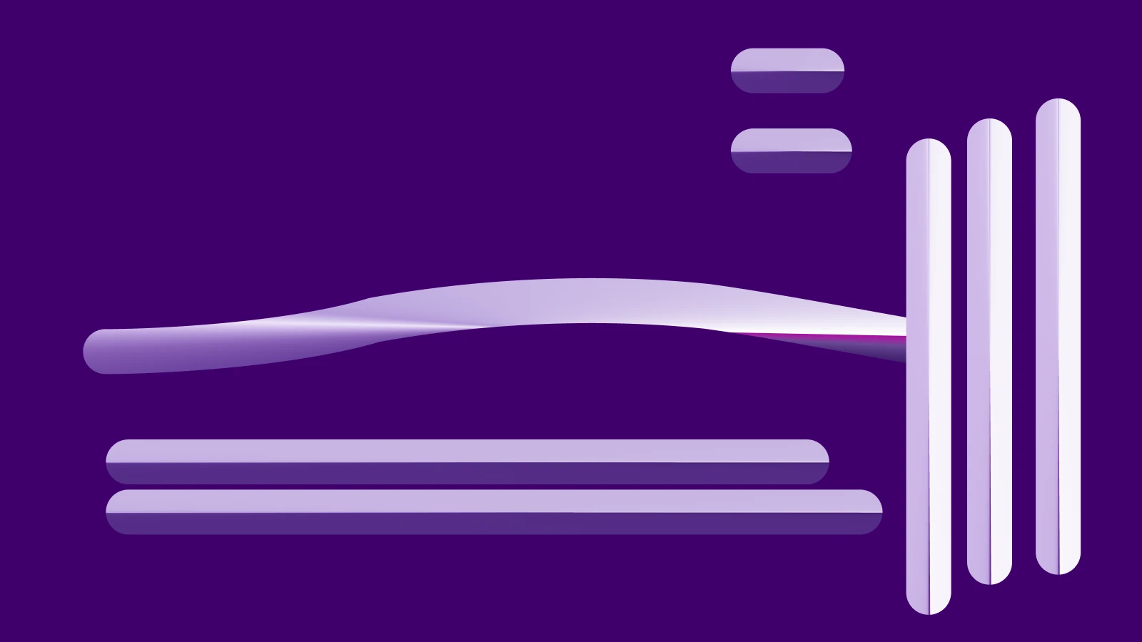 Abstract brand form on a deep purple field