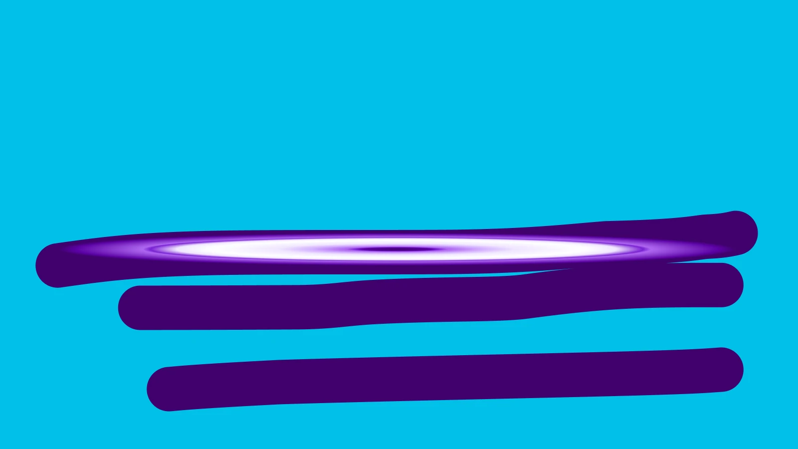 Abstract brand form on a cyan field