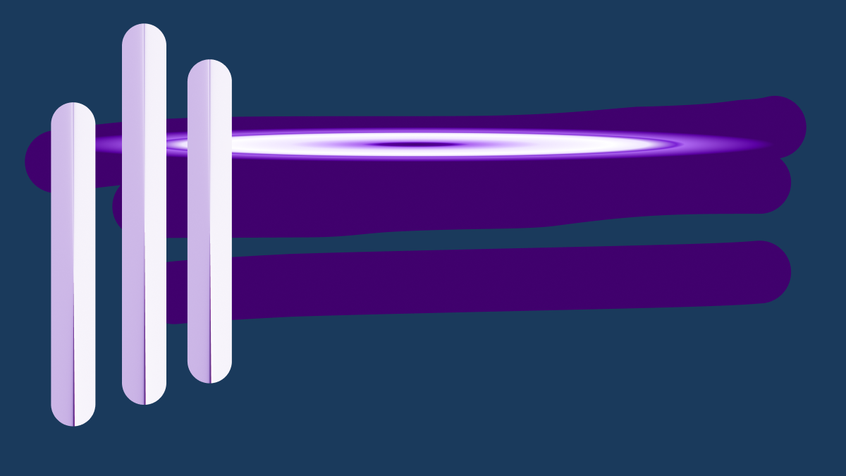 Abstract brand form on a navy field