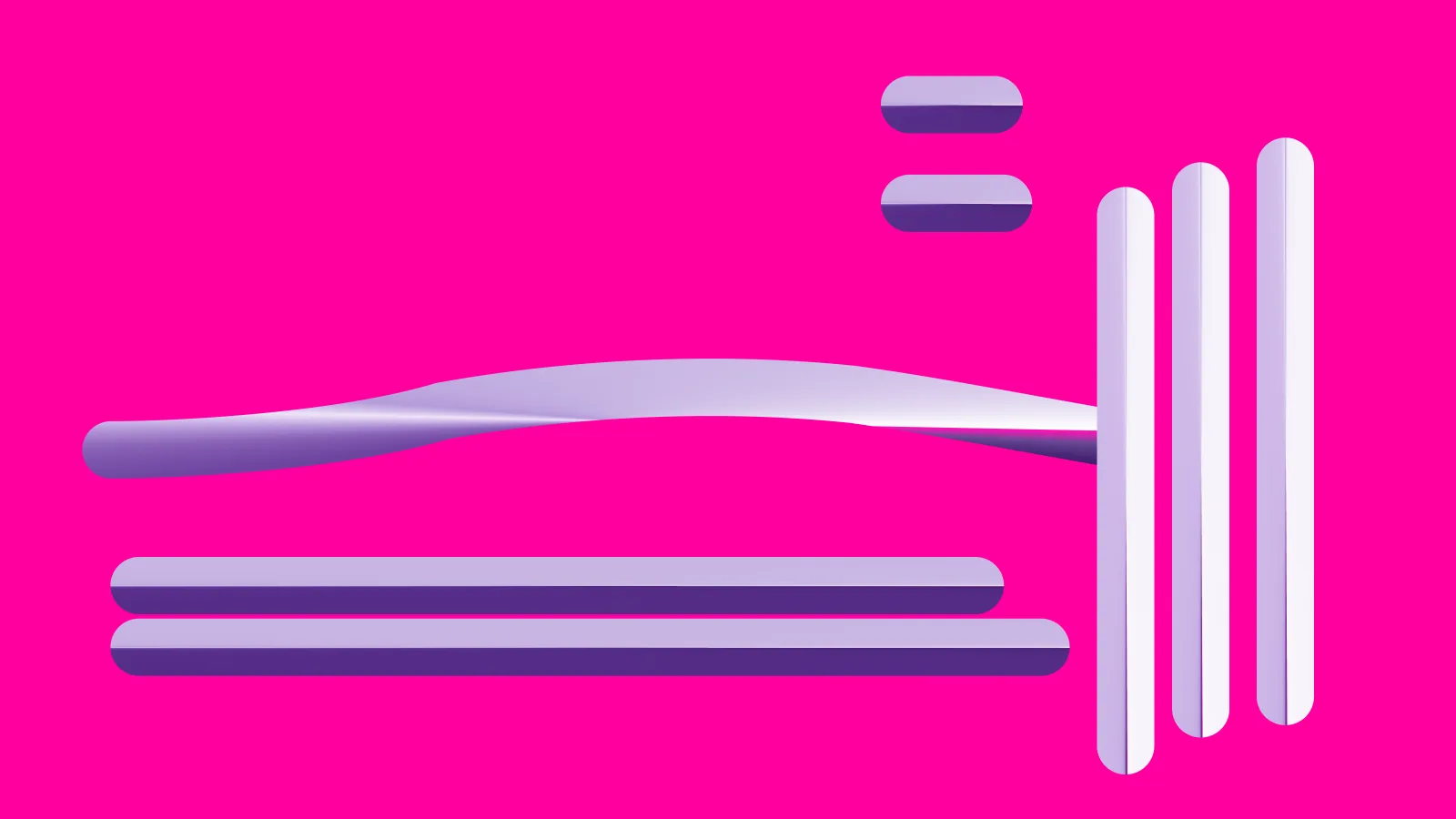 Abstract brand form on a hot pink field