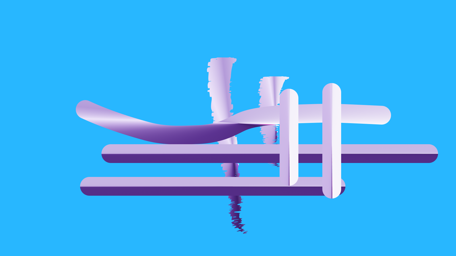 Abstract brand form on a voltage green field