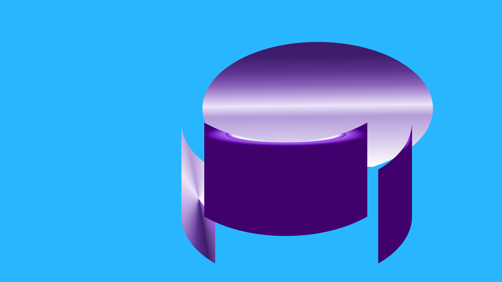 Abstract brand form on a deep purple field