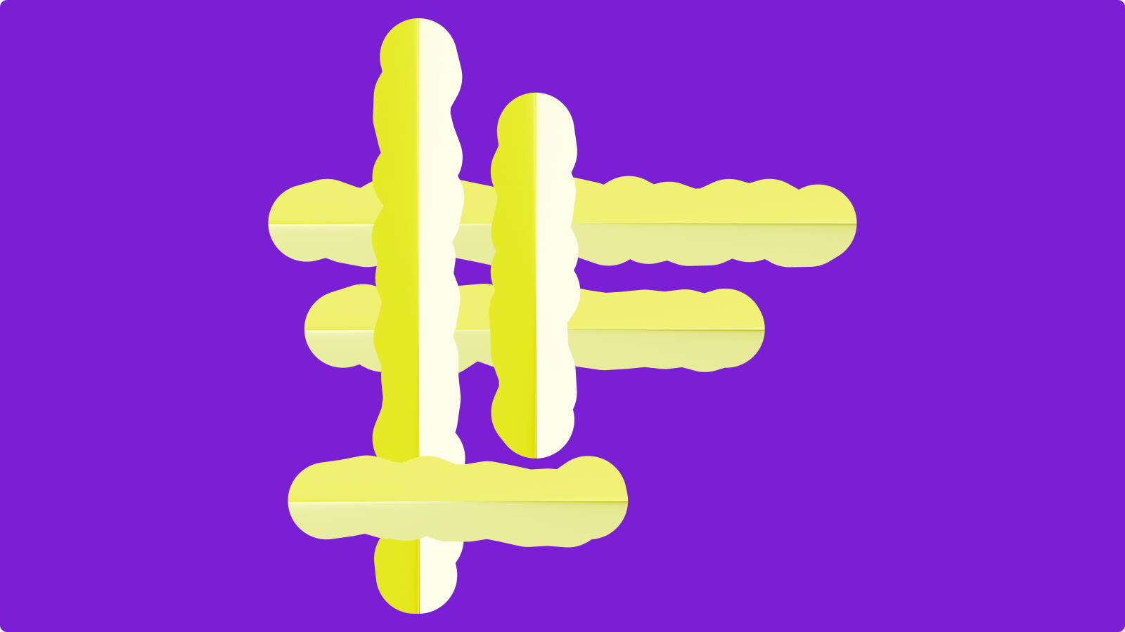 Abstract brand form on a purple field