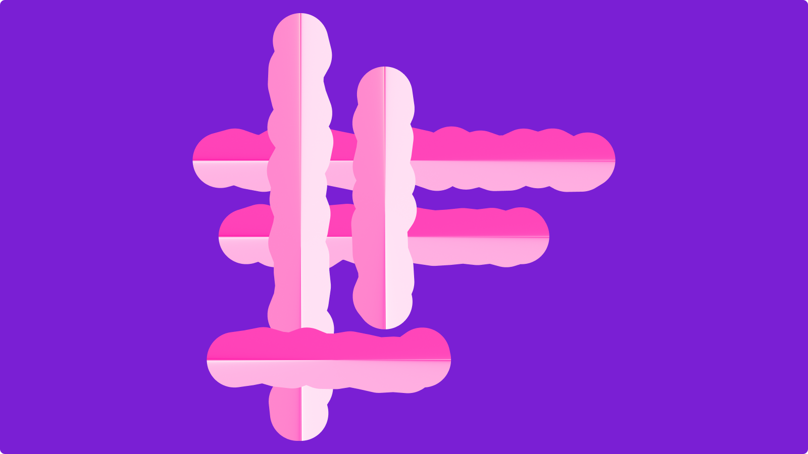 Abstract brand form on a purple field