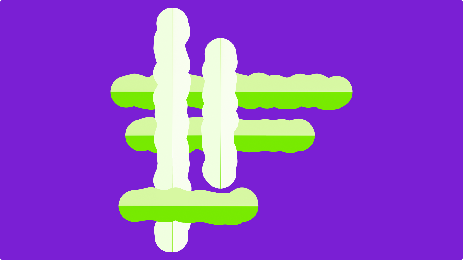 Abstract brand form on a purple field