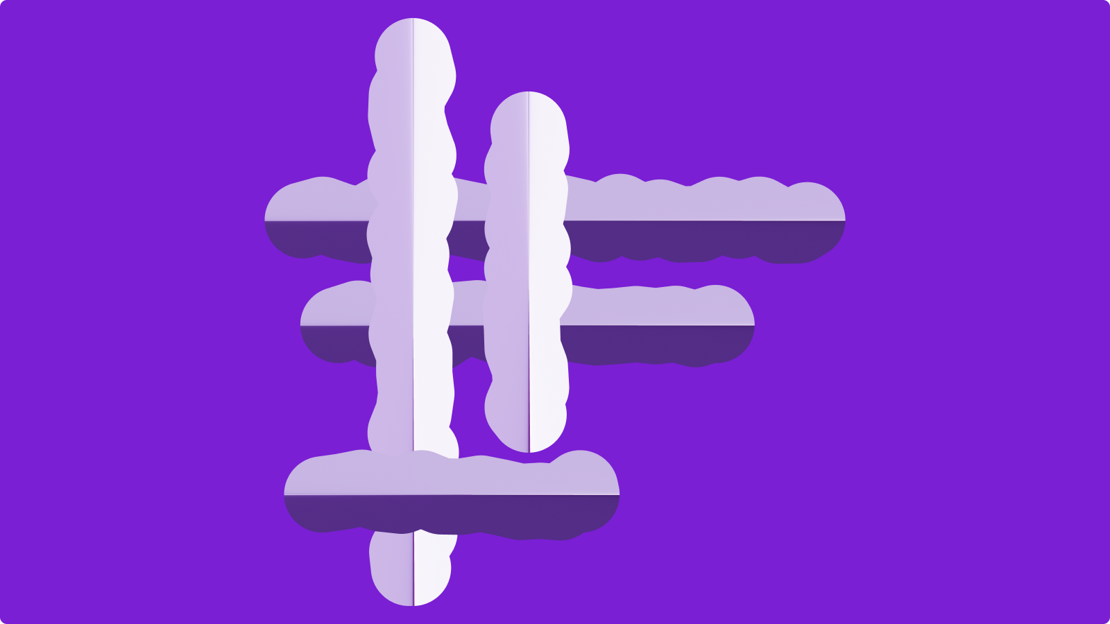 Abstract brand form on a purple field