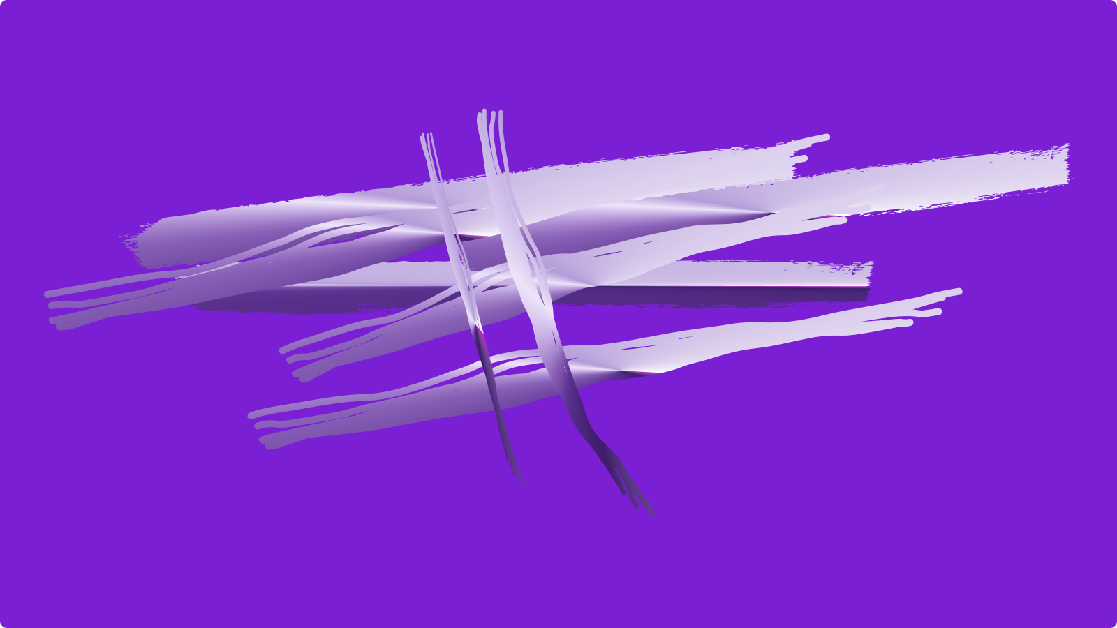 Abstract brand form on a purple field
