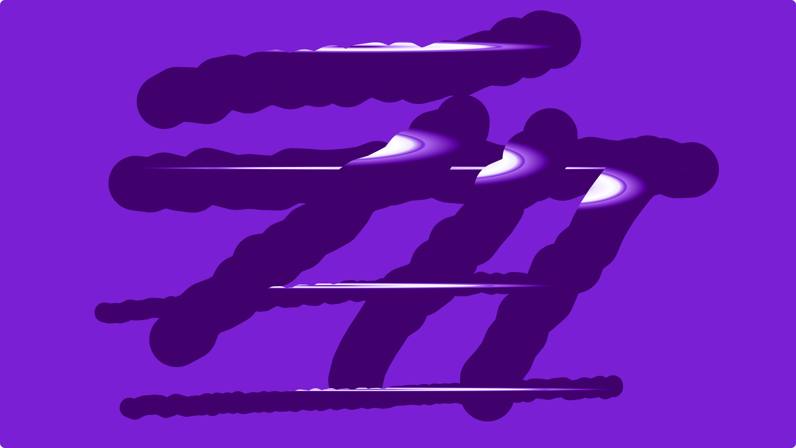 Abstract brand form on a purple field