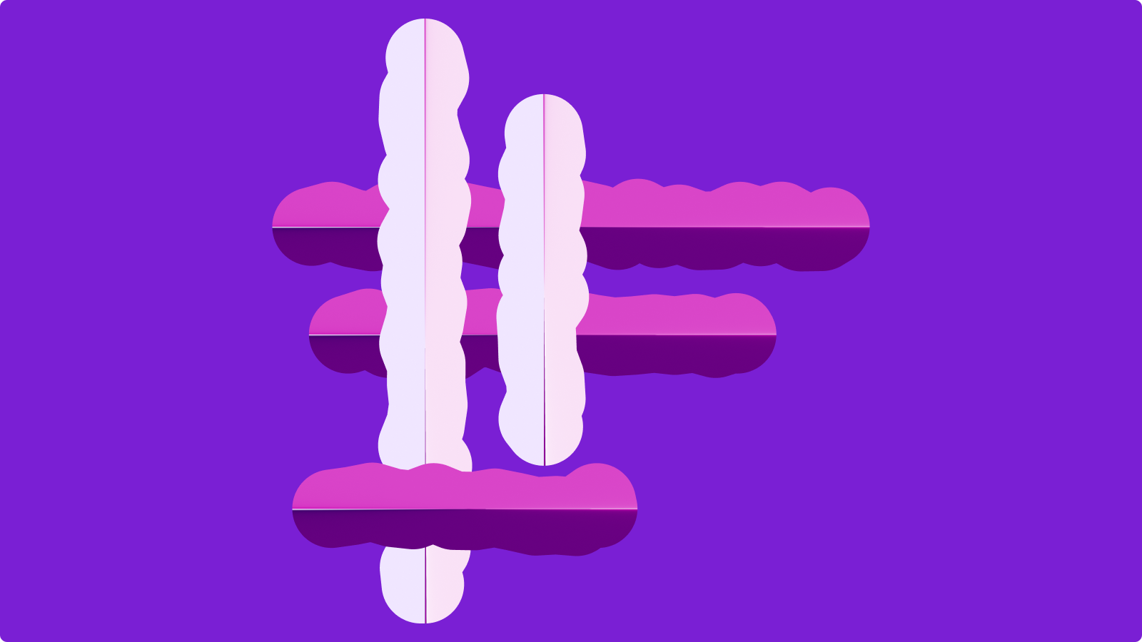 Abstract brand form on a purple field
