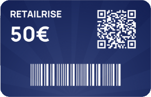RETAILRISE 50€ Gutscheinkarte mit QR-Code und Barcode