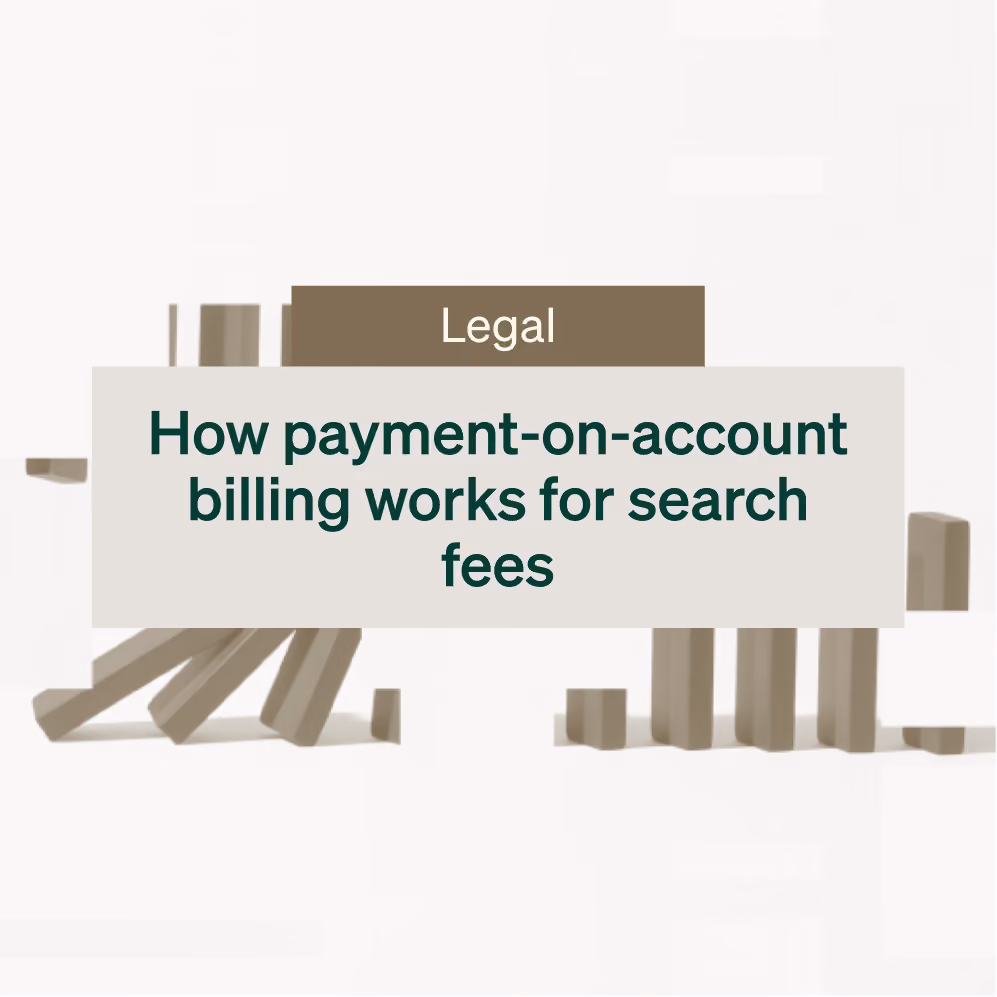How does payment-on-account billing work for conveyancing search fees?