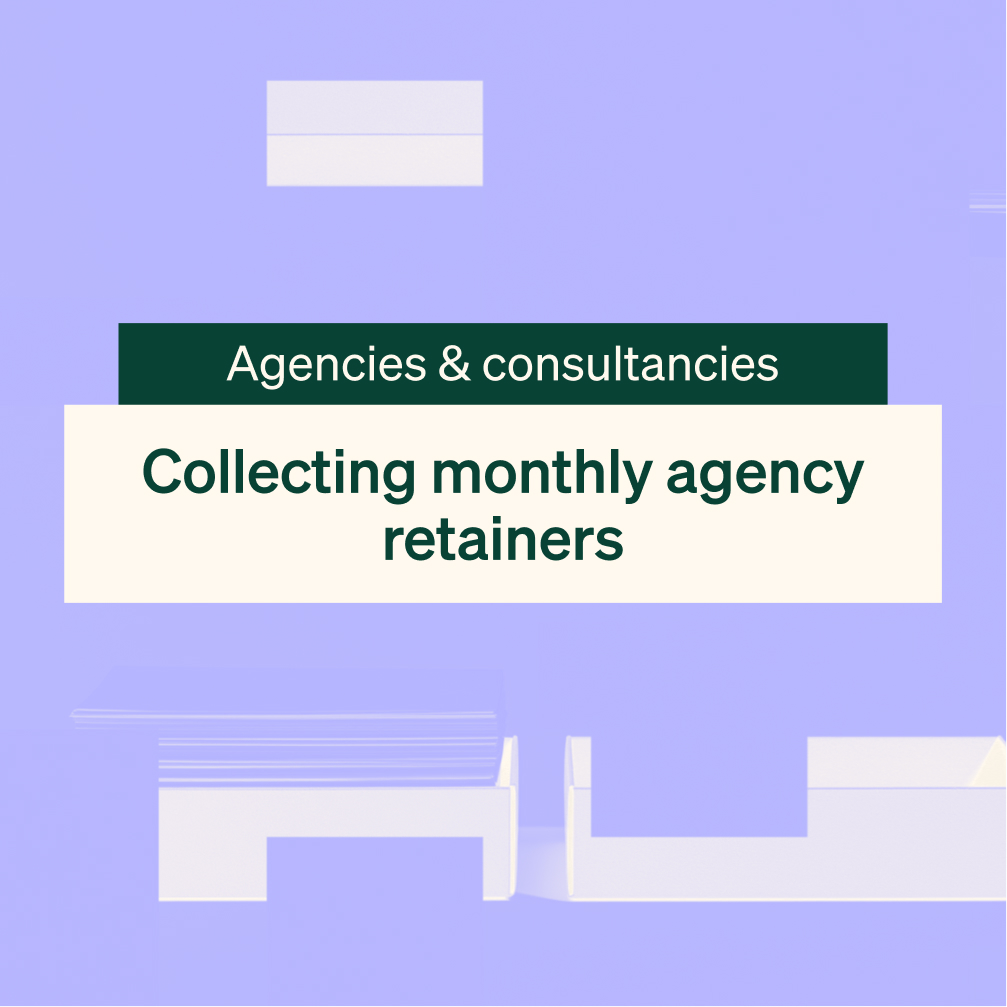 How should a marketing agency collect monthly retainers?