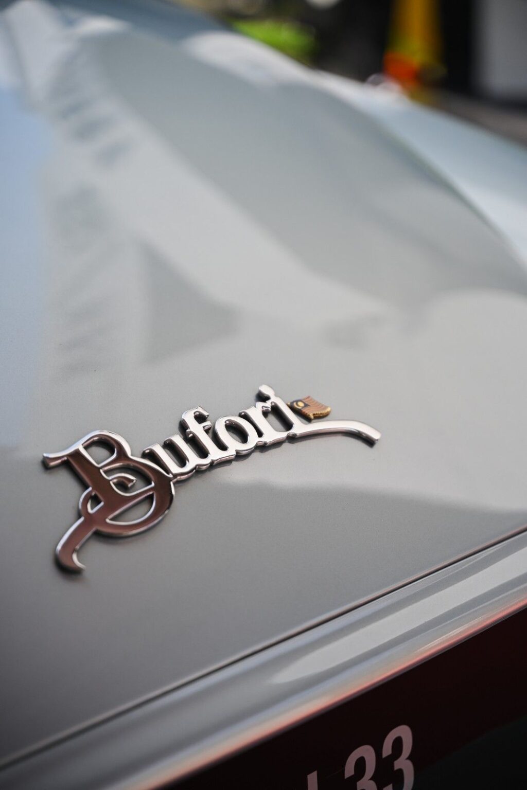 Bufori badge on a classic car displayed at the Eco Marble show gallery grand opening 2025