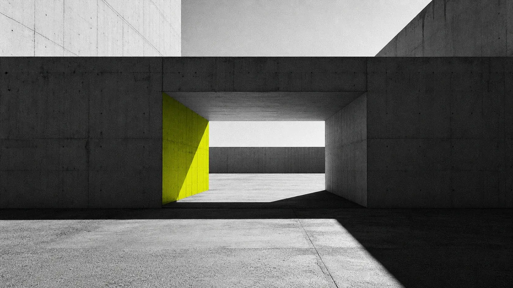 Vanta Archive brutalist concrete architecture with an acid-lime plane