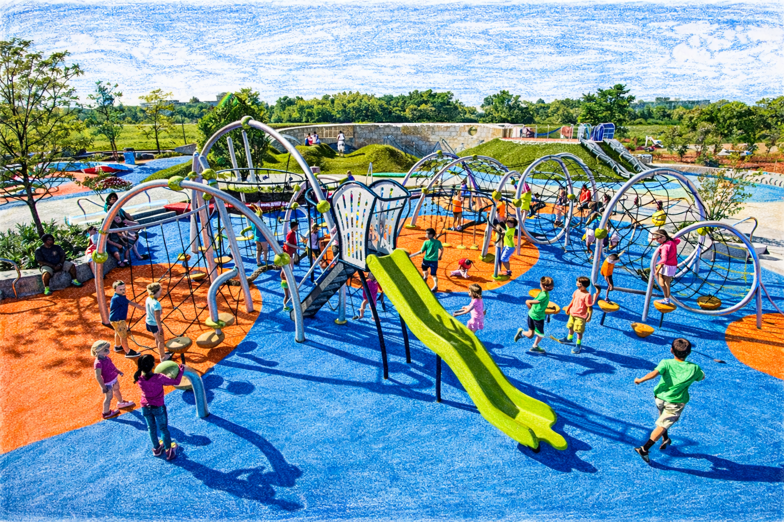 Illustration of a neighborhood playground