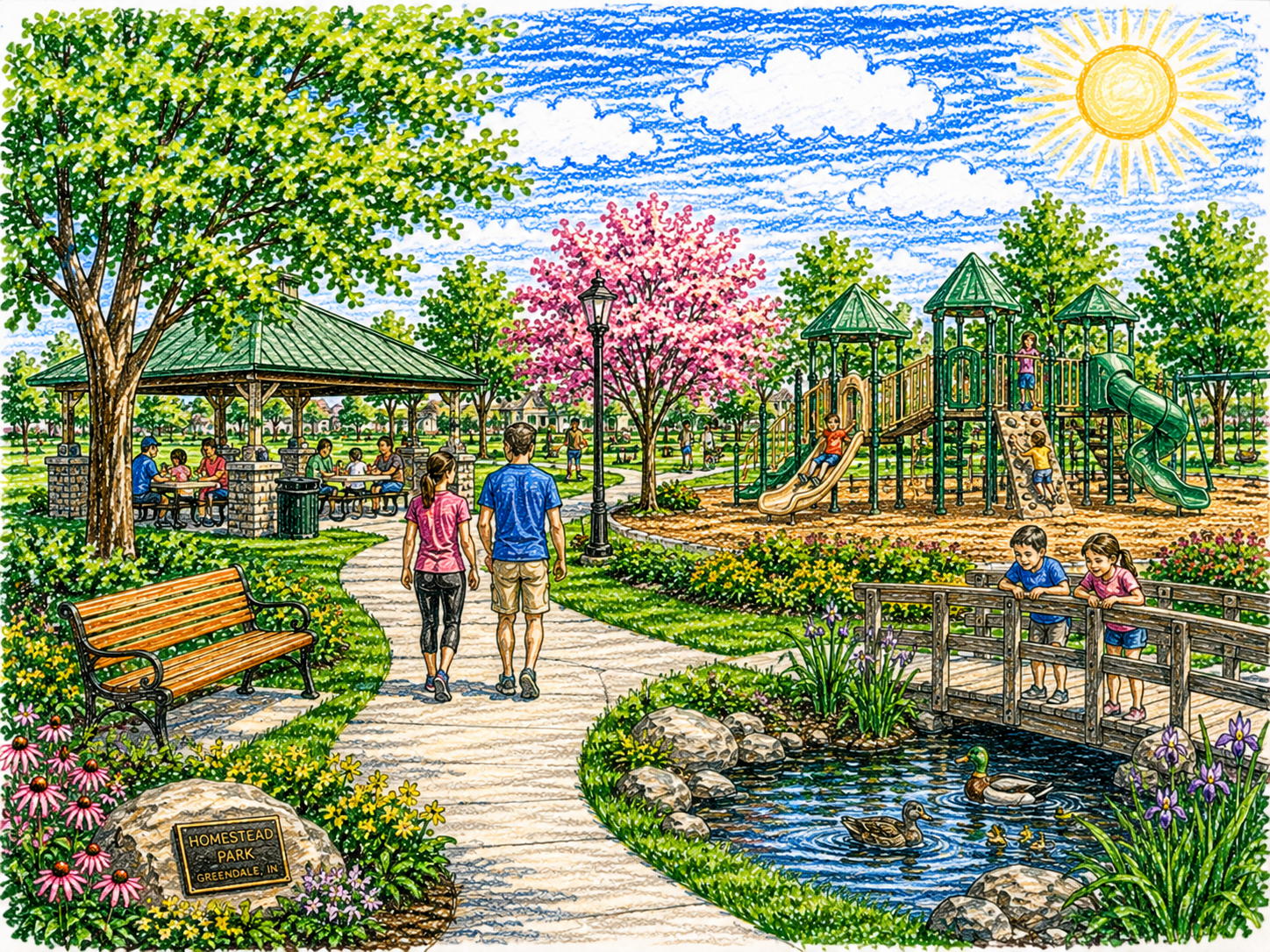 Illustration of a neighborhood playground