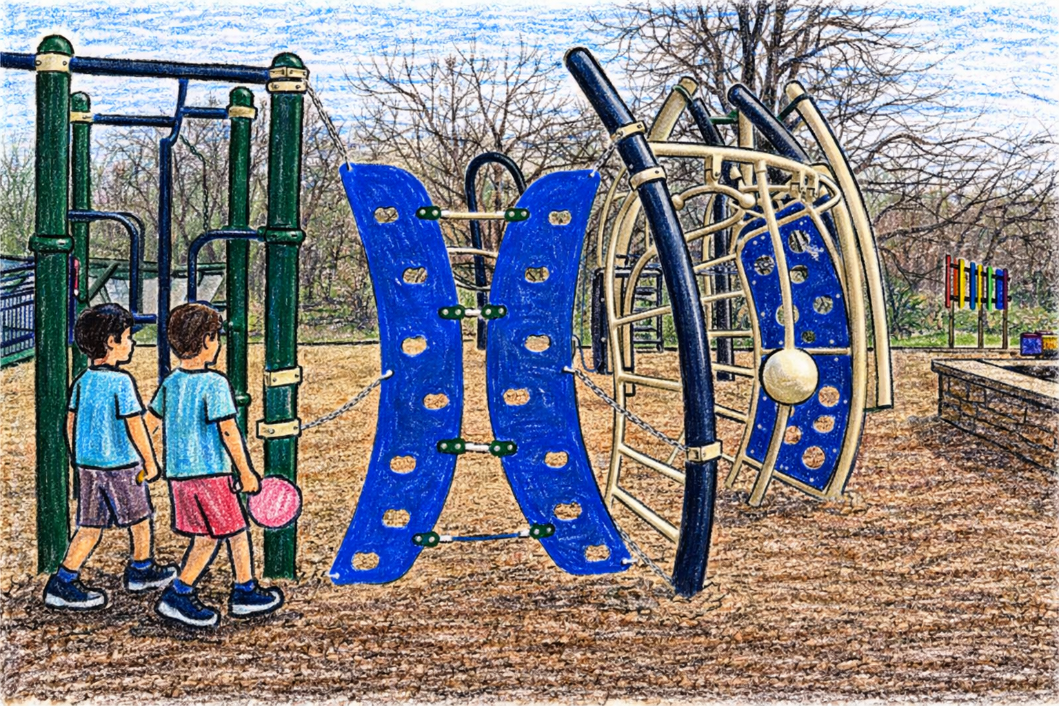 Illustration of a neighborhood playground