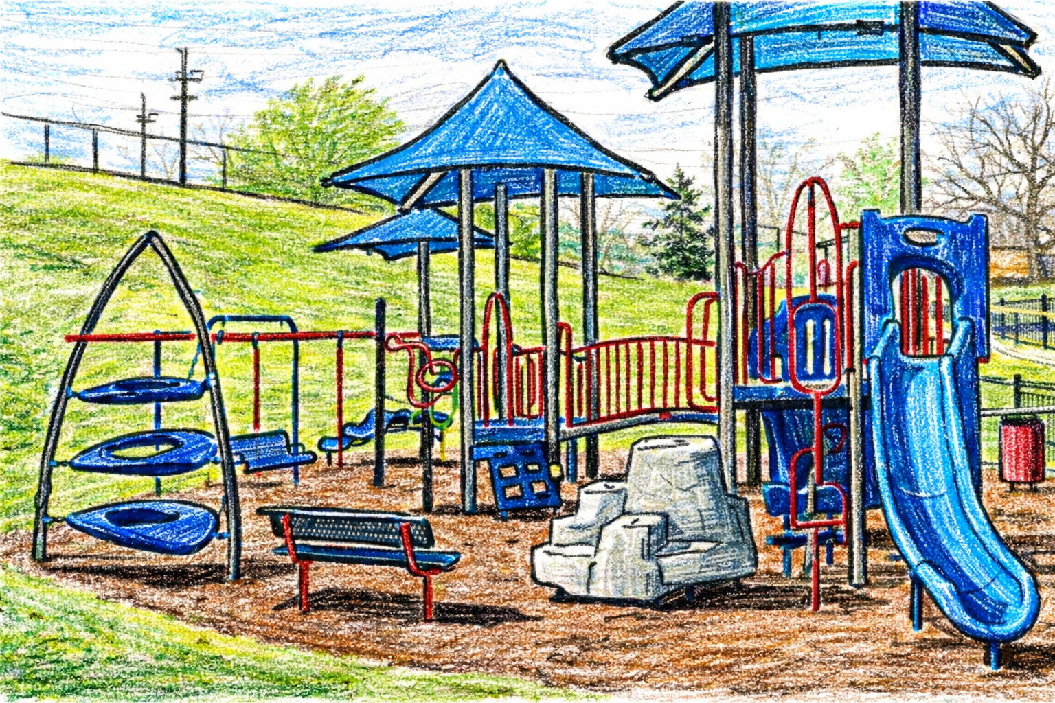Illustration of a neighborhood playground